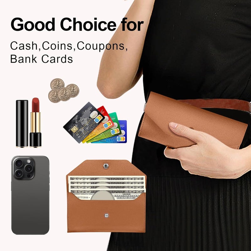 Nolcha Pu Leather Cash Envelope Wallet - Reusable Cash Stuffing Wallet for Men and Women -Brown - Image 4